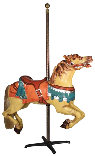 CARVED CAROUSEL HORSE WITH STAND. 