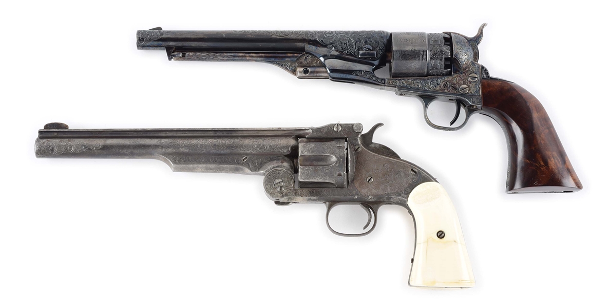 (A) LOT OF 2: COLT 1860 PERCUSSION REVOLVER AND SMITH & WESSON MODEL 3 SINGLE ACTION REVOLVER.