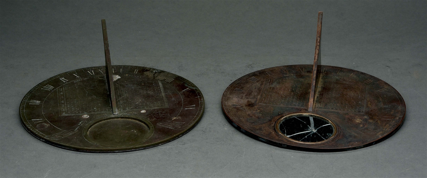 LOT OF 2: BRONZE SUN DIALS FROM PITTSBURGH.