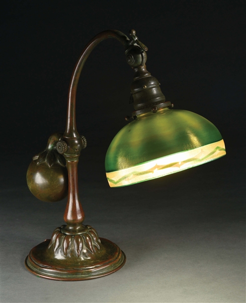 TIFFANY STUDIOS FAVRILE GLASS COUNTERBALANCE DESK LAMP.
