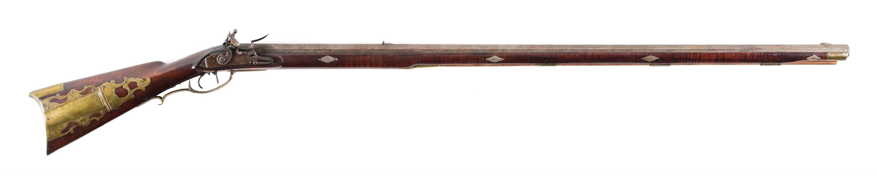 (A) FLINTLOCK KENTUCKY RIFLE ATTRIBUTED TO GEORGE EISTER.