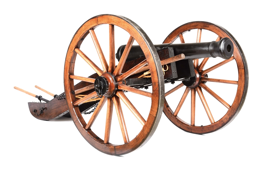 WELL-MADE FULL SCALE 3 POUNDER REVOLUTIONARY WAR STYLE CANNON WITH ACCESSORIES.