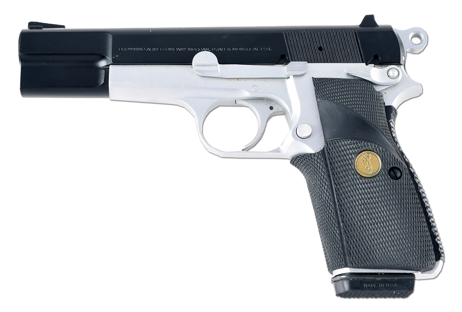 (M) BROWNING HI-POWER SEMI AUTOMATIC PISTOL WITH CASE.