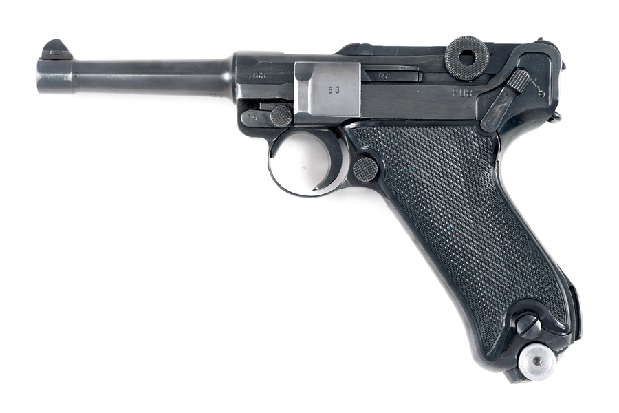 (C) MAUSER BYF 1941 LUGER SEMI-AUTOMATIC PISTOL WITH 2 MATCHING MAGAZINES AND HOLSTER.