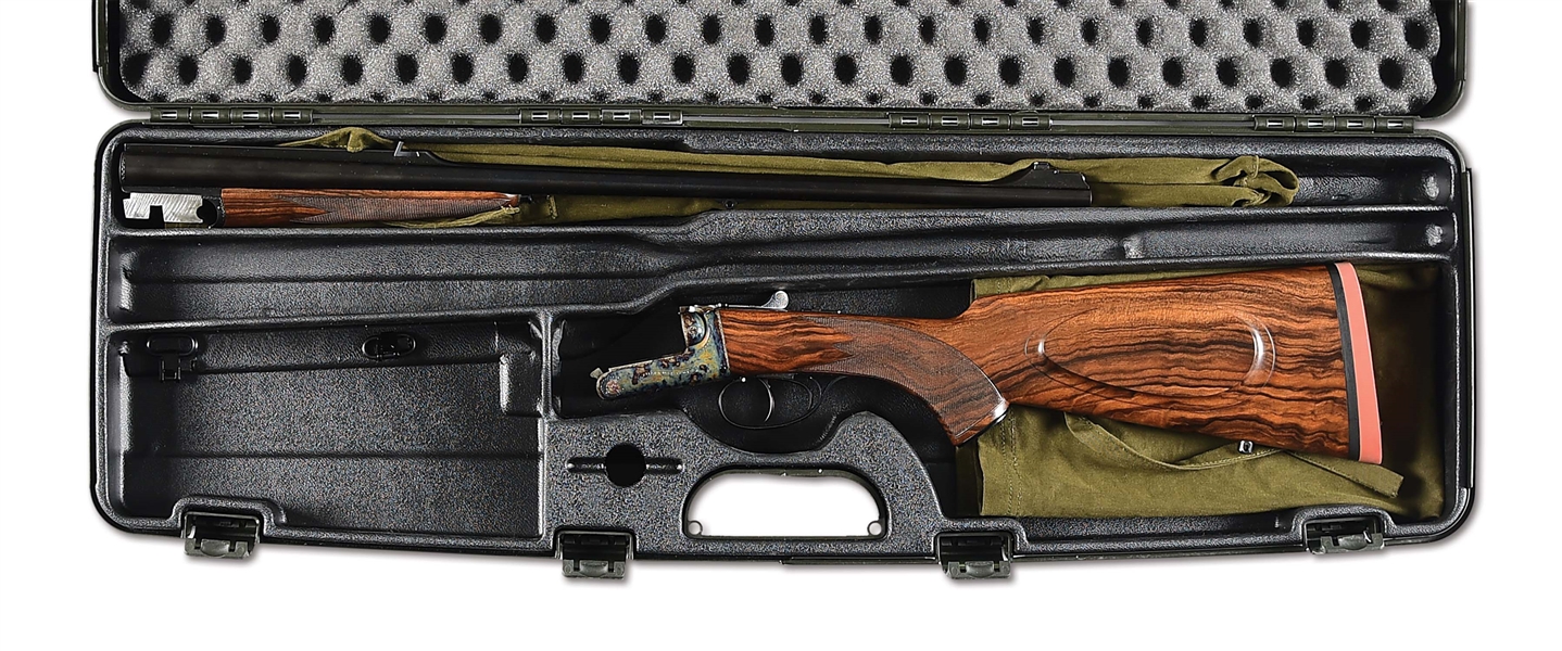 (M) VERNEY CARRON FUSIL DOUBLE IN .375 FLANGED MAGNUM WITH CASE.