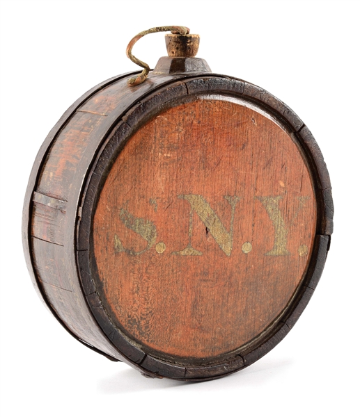 WAR OF 1812 STATE OF NEW YORK SOLDIERS WOODEN CANTEEN.