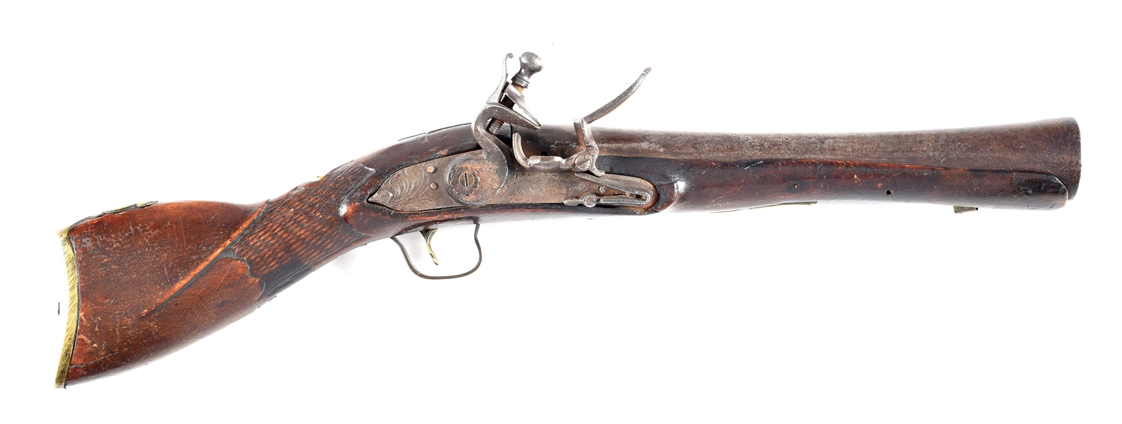 (A) A MIDDLE EASTERN FLINTLOCK BLUNDERBUSS, MOST LIKELY MADE FOR THE TOURIST TRADE.