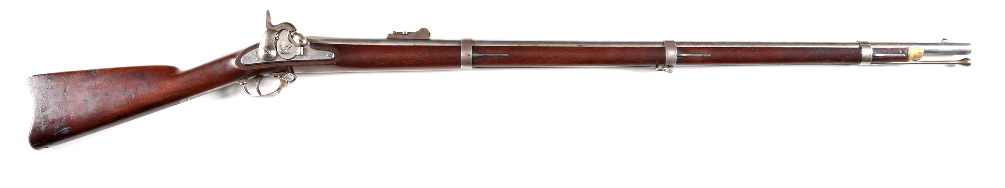 (A) US SPRINGFIELD MODEL 1855 RIFLED MUSKET DATED 1858.