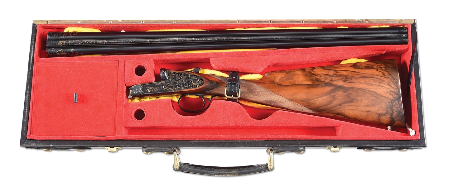 (M) FAMARS 28 BORE SIDE BY SIDE SHOTGUN ENRGRAVED BY GALEAZZI WITH CASE.