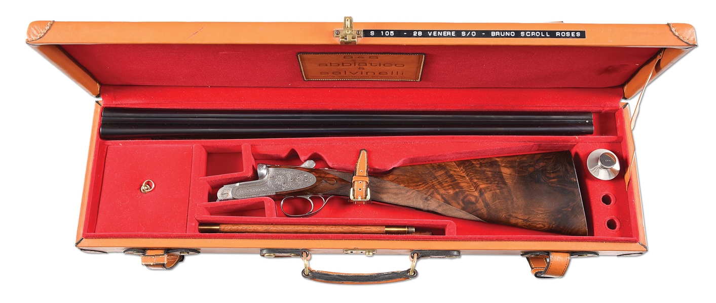 (M) ENGRAVED ABBIATICO & SALVINELLI SIDE BY SIDE SHOTGUN WITH CASE.