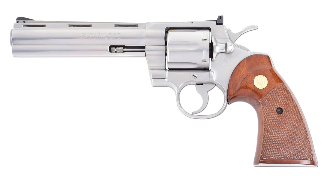 (M) STAINLESS COLT PYTHON DOUBLE ACTION REVOLVER.
