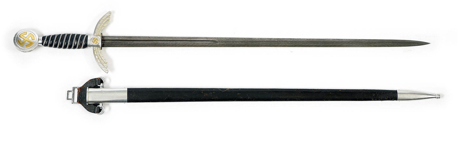 THIRD REICH LUFTWAFFE SWORD WITH REPLACED DAMASCUS BLADE 