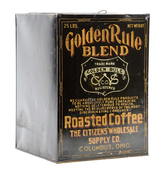 GOLDEN RULE BLEND ROASTED COFFEE TIN.