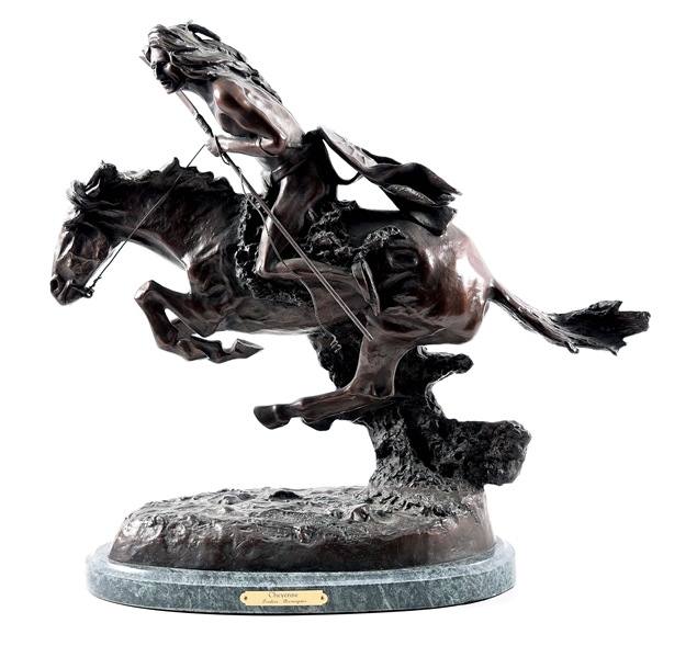 BRONZE AFTER FREDERIC REMINGTONS "THE CHEYENNE".