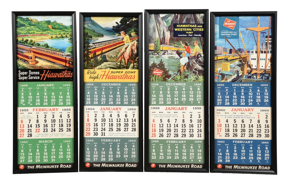 LOT OF 4: 1955, 58, AND 59 MILWAUKEE ROAD CALENDARS.