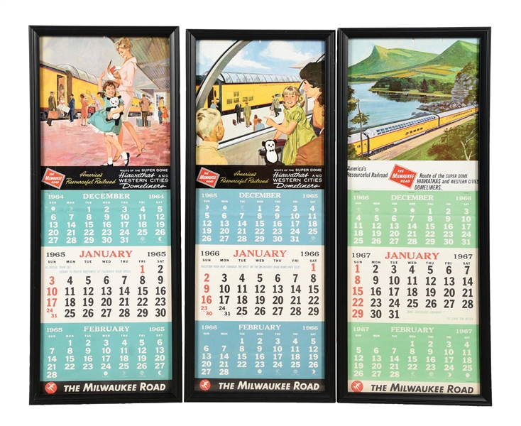 LOT OF 3: 1964, 65, AND 66 MILWAUKEE ROAD CALENDARS.