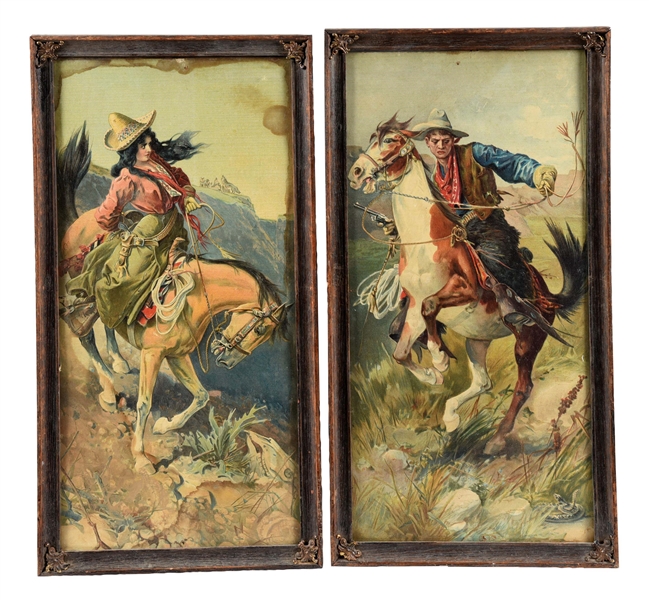 LOT OF 2: EMBOSSED WESTERN PICTURES.