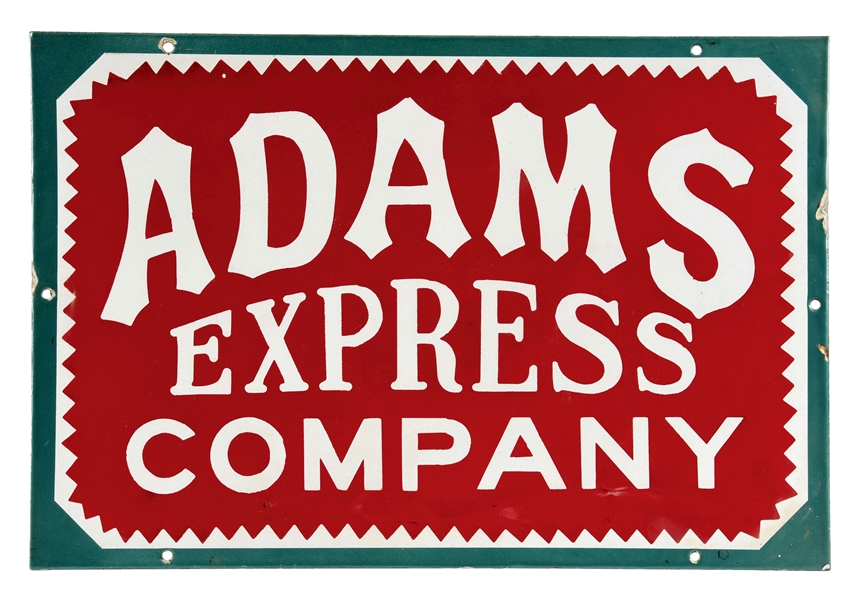 RARE ADAMS EXPRESS COMPANY PORCELAIN SIGN. 