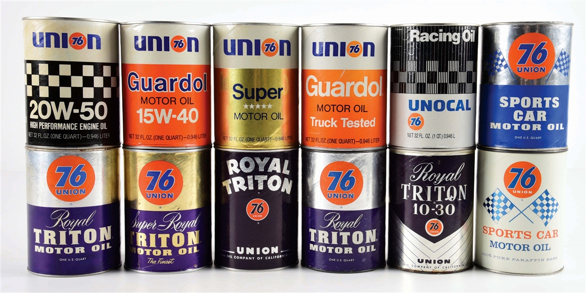 LOT OF 12: UNION 76 ONE QUART MOTOR OIL CANS. 
