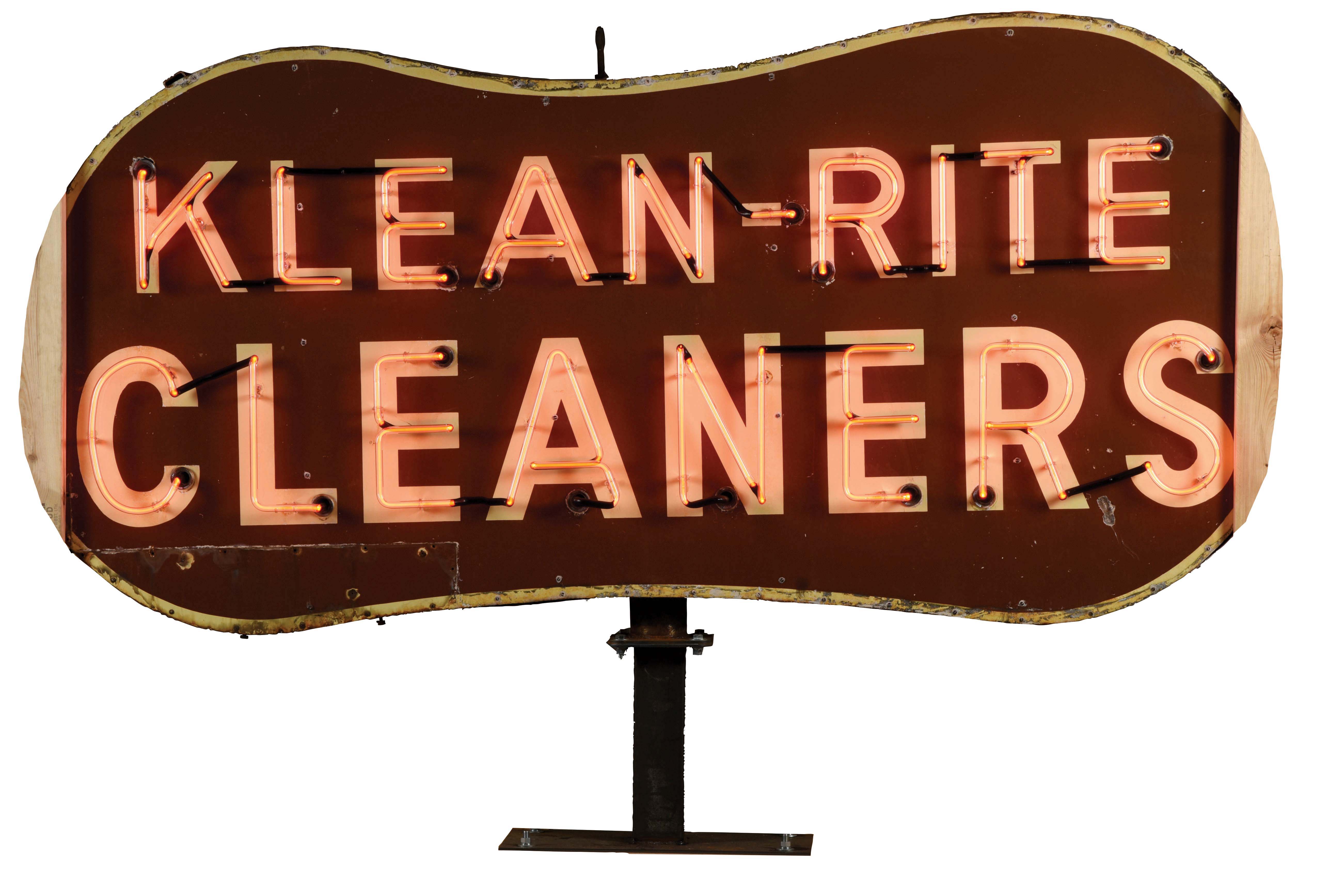 KLEAN-RITE CLEANERS DIE CUT PORCELAIN NEON SIGN.