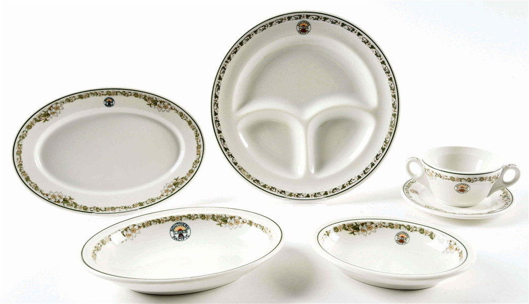 LOT OF 6: SOUTHERN PACIFIC "SUNSET" CHINA PIECES.