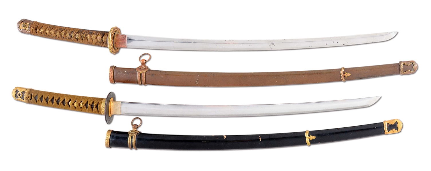 LOT OF 2: JAPANESE WORLD WAR II SHIN GUNTO SWORDS, ONE NAVY AND ONE ARMY.