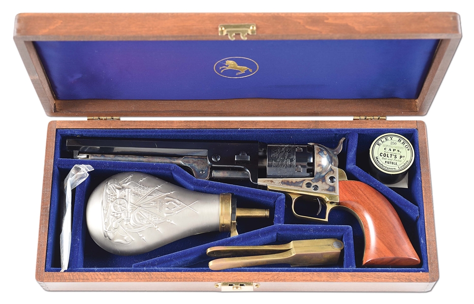 (A) SECOND GENERATION COLT 1851 NAVY PERCUSSION REVOLVER WITH CASE.