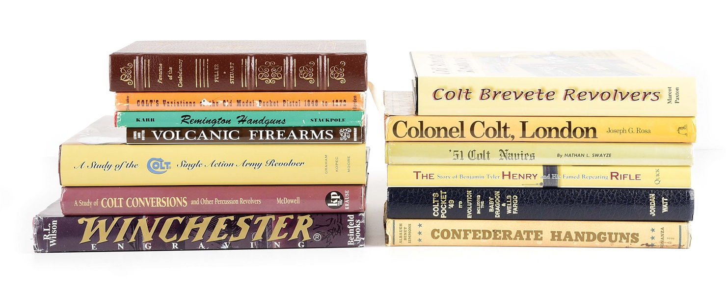 LOT OF 13: COLT AND OTHER FIREARMS REFERENCE BOOKS.