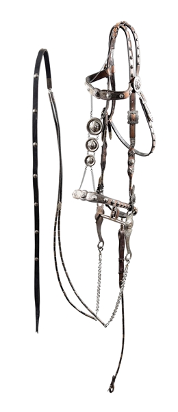 BOHLIN STERLING SILVER AND GOLD PARADE BRIDLE.