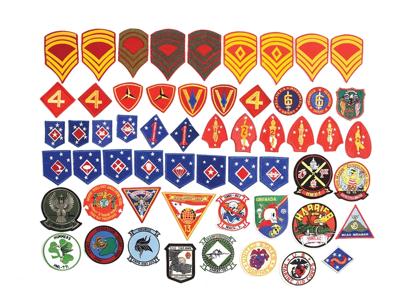 LARGE LOT OF USMC PATCHES FROM WORLD WAR I-PRESENT