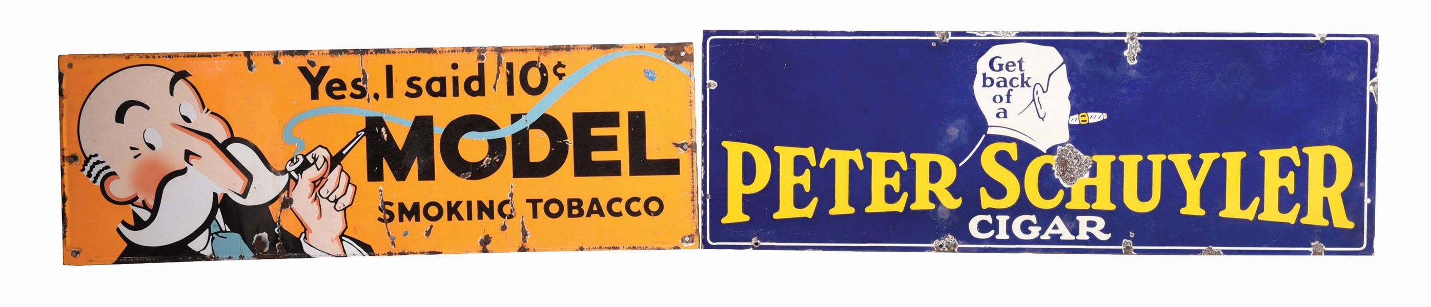LOT OF 2: SINGLE-SIDED PORCELAIN SIGNS.