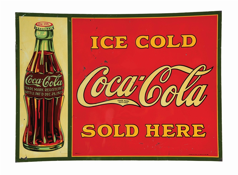 1931 COCA-COLA ICE COLD TIN SIGN. 