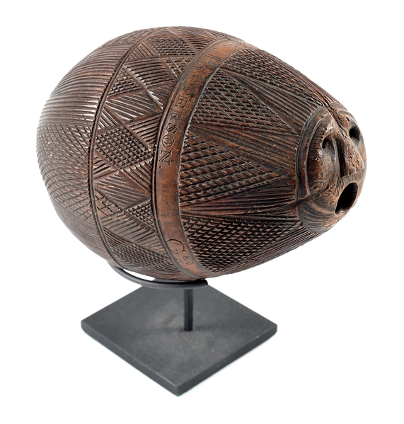 A HIGHLAND GRENADIERS TROPICAL SOUVENIR COCONUT WITH PROVENANCE.