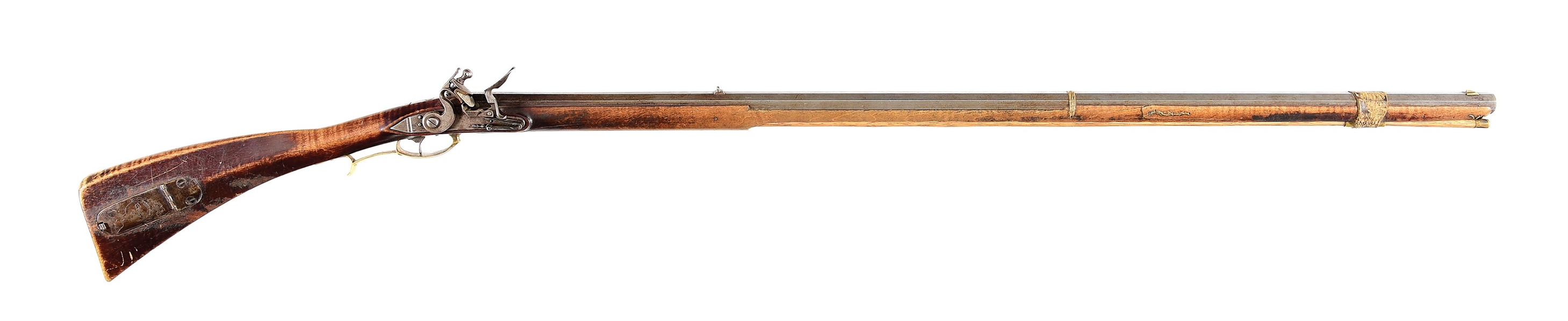(A) INTERESTING CONTEMPORARY ALLENTOWN FLINTLOCK RIFLE WITH LEATHER SCABBARD.