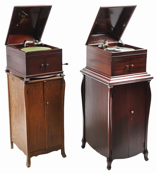 LOT OF 2: PHONOGRAPHS WITH STANDS.