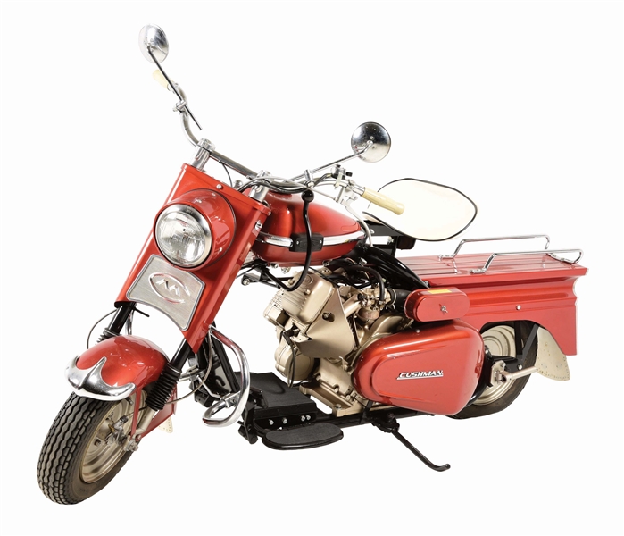 C. LATE 1950S - EARLY 1960S CUSHMAN SUPER EAGLE MOTORCYCLE.