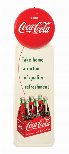 SINGLE-SIDED PAINTED METAL COCA-COLA PILASTER SIGN.