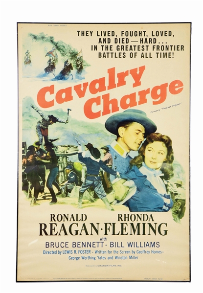 FRAMED PAPER "CAVALRY CHARGE" MOVIE POSTER.