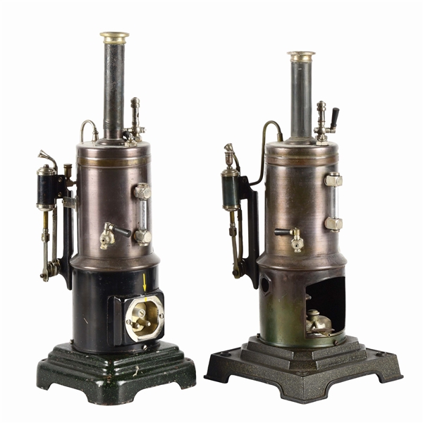 LOT OF 2: EARLY GERMAN MARKLIN VERTICAL STEAM ENGINES.