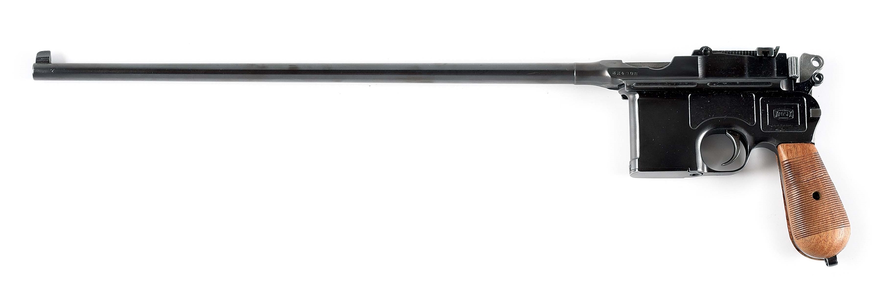 (C) MAUSER C96 WITH UNUSUAL EXTRA LENGTH BARREL.