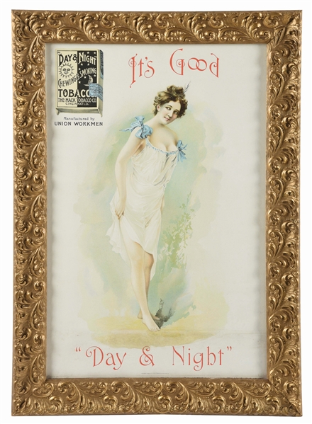 FRAMED DAY & NIGHT TOBACCO AD.