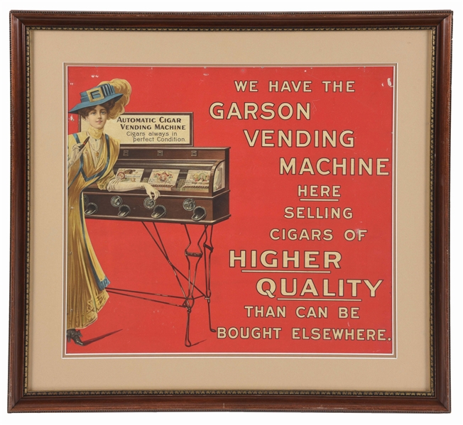 FRAMED GARSON VENDING MACHINE AD.