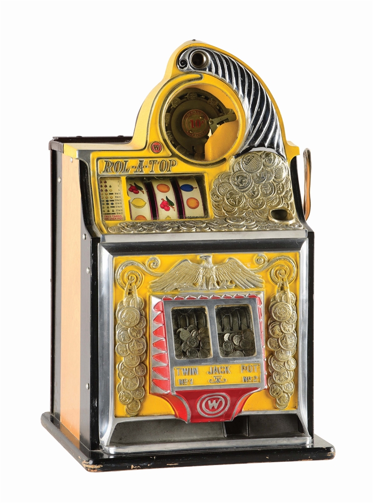10¢ WATLING ROL-A-TOP "COIN FRONT" SLOT MACHINE.