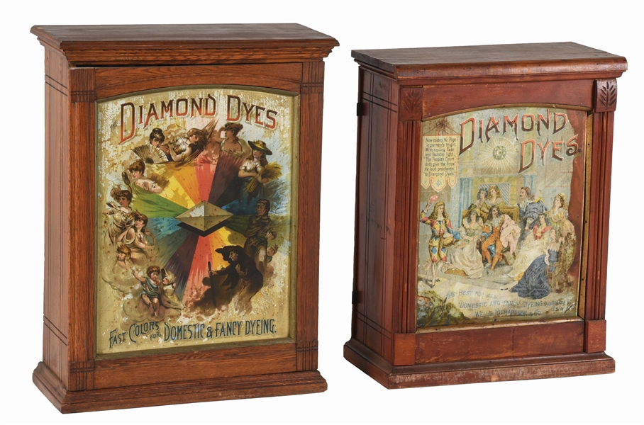 LOT OF 2: DIAMOND DYES DISPLAY CABINETS.