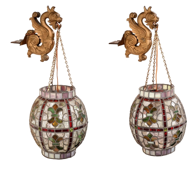 ABSOLUTELY PHENOMENAL PAIR OF APOTHECARY SHOW GLOBE LIGHTS.