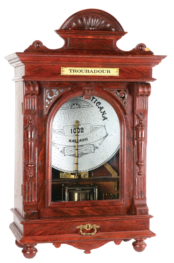 TROUBADOUR UPRIGHT COIN OPERATED MUSIC BOX.