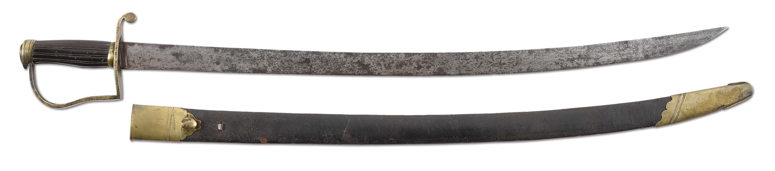 AMERICAN REVERSE-P HILTED NCO SWORD WITH SCABBARD.
