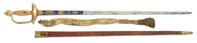 REVOLUTIONARY WAR ERA GILT OFFICERS SMALL SWORD WITH SCABBARD AND KNOT.
