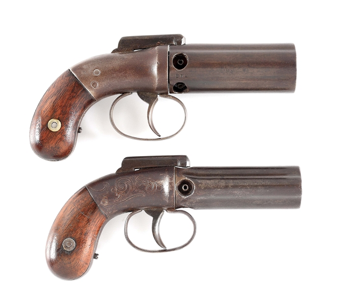 (A) LOT OF 2: ALLEN & WHEELOCK PERCUSSION PEPPERBOX REVOLVERS.