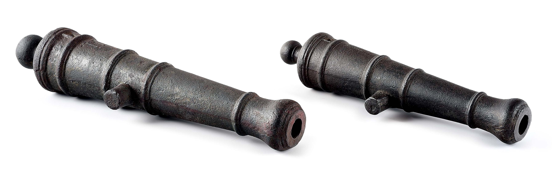 PAIR OF SWISS IRON SIGNAL CANNON TUBES, MARKED FOR THE HALLEFORS MILL.